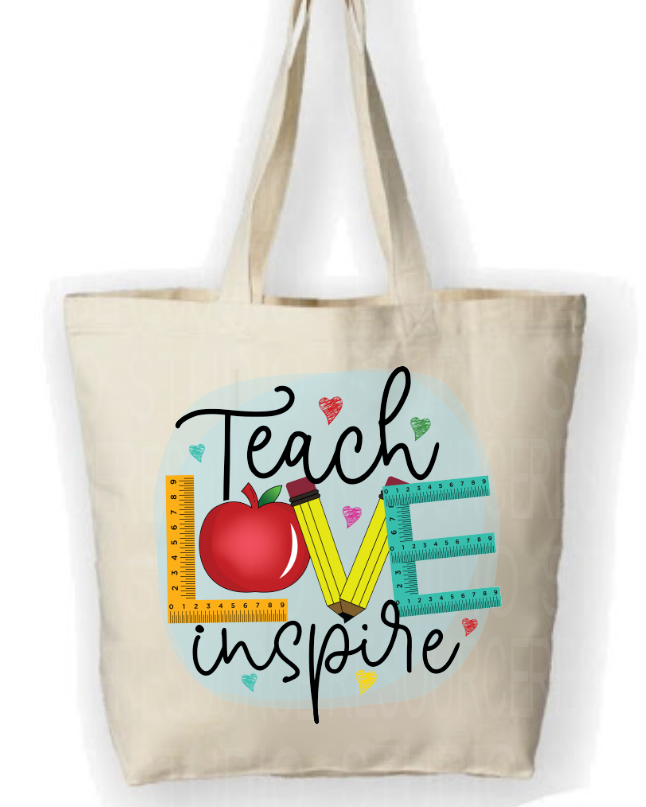 Teach Love inspire canvas bag-Teacher gift-Christmas gift