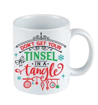 Tinsel in a tangle christmas mug