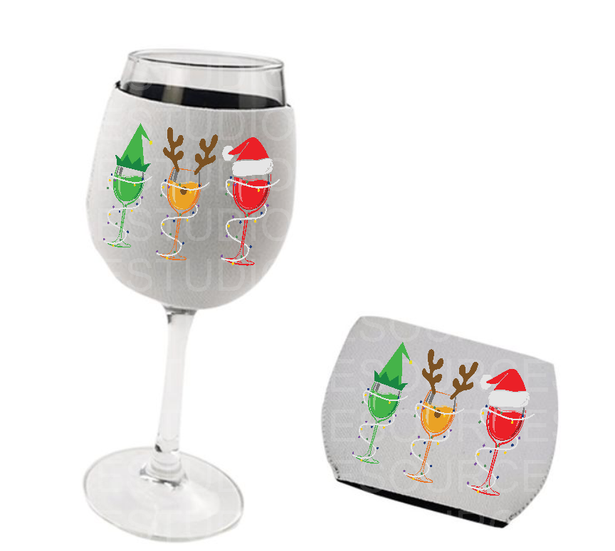 Christmas wine glass Cosie/Koozie- unique Christmas gift