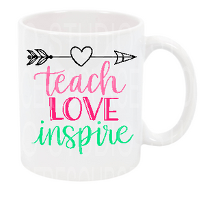 Teach Love Inspire-teacher mug-christmas gift