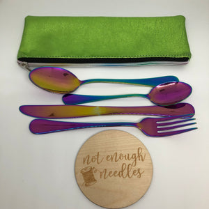 Metallic Leather Cutlery Pouch